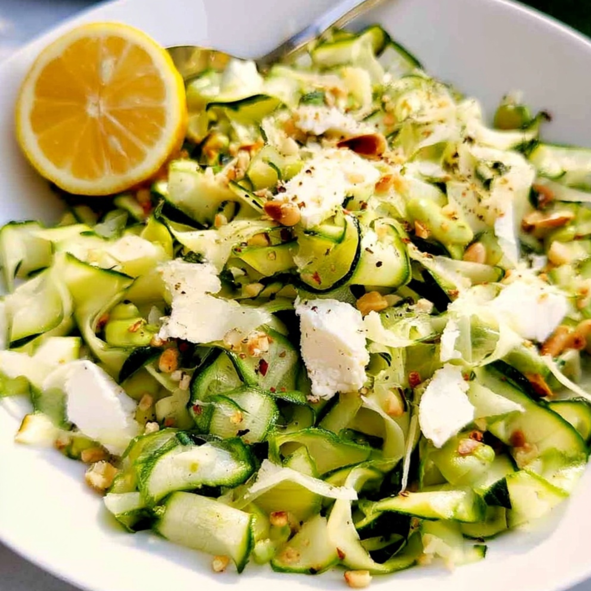 Raw Zucchini Ribbon Salad