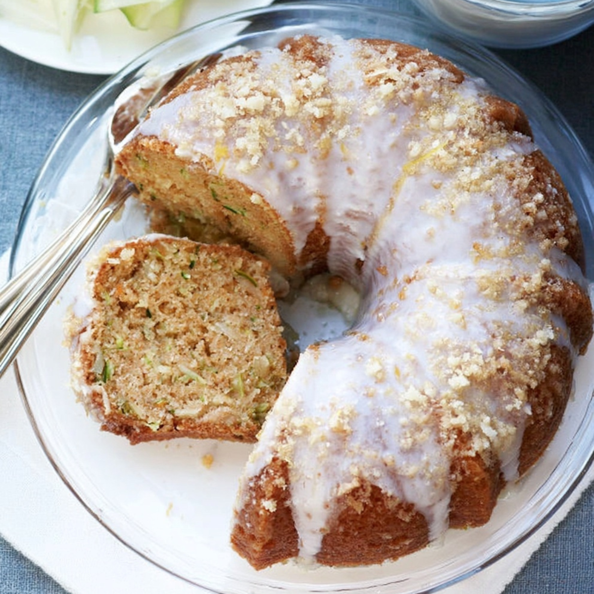 Zucchini Bundt Cake with Crunchy Lemon Glaze