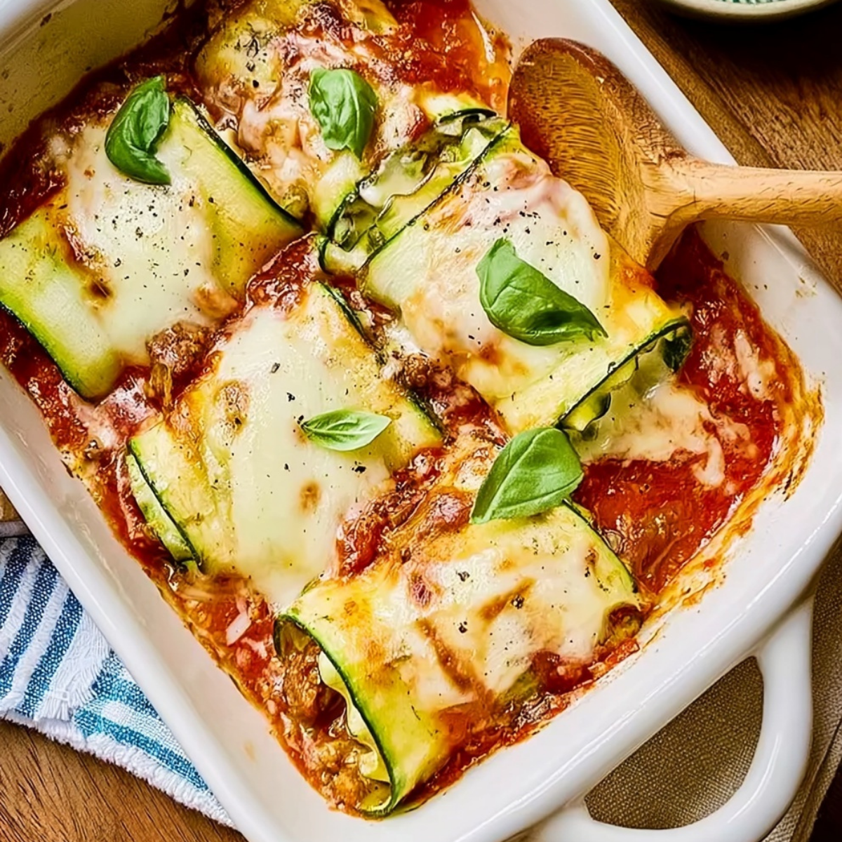 Zucchini Lasagna Rolls with Smoked Mozzarella