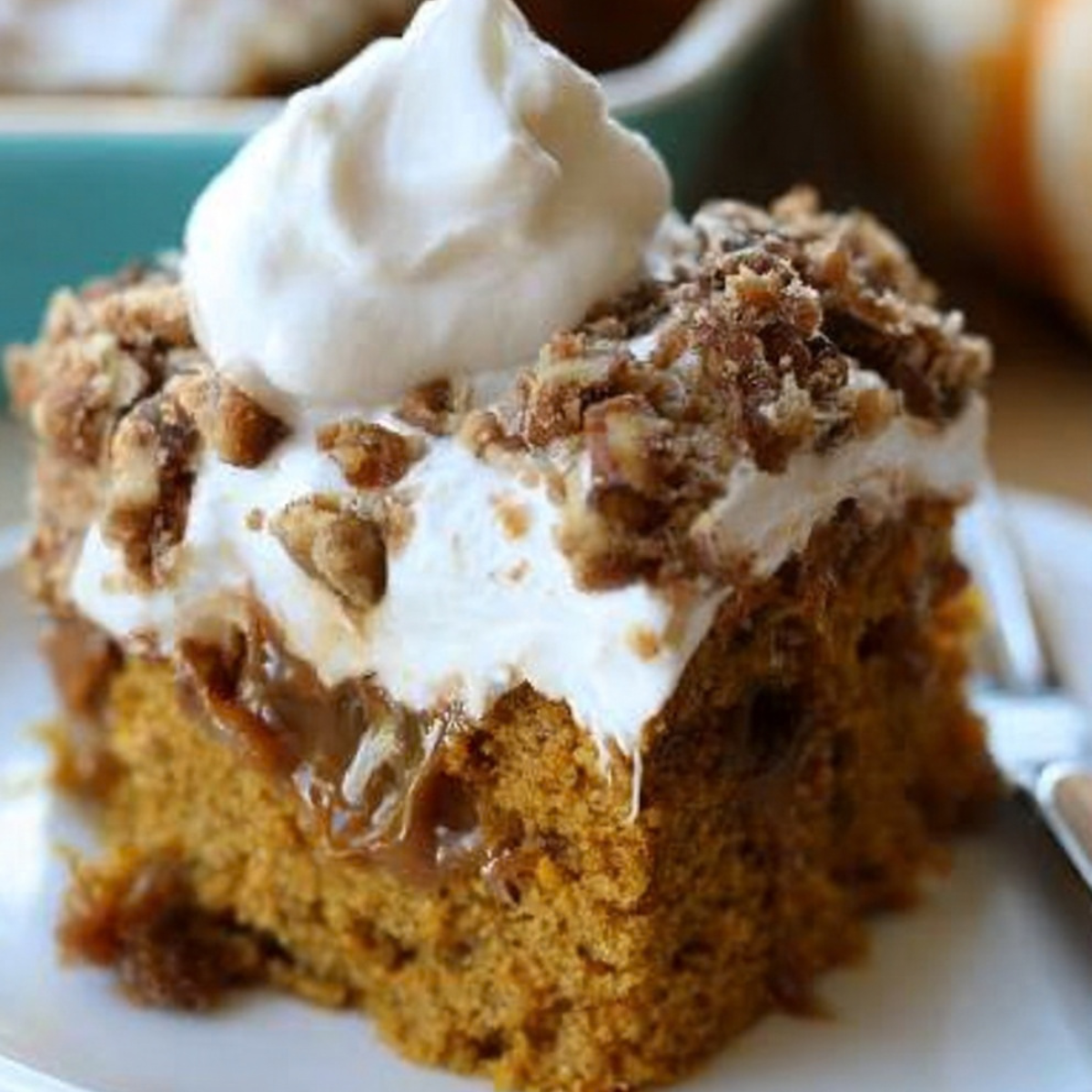 Pumpkin Caramel Poke Cake