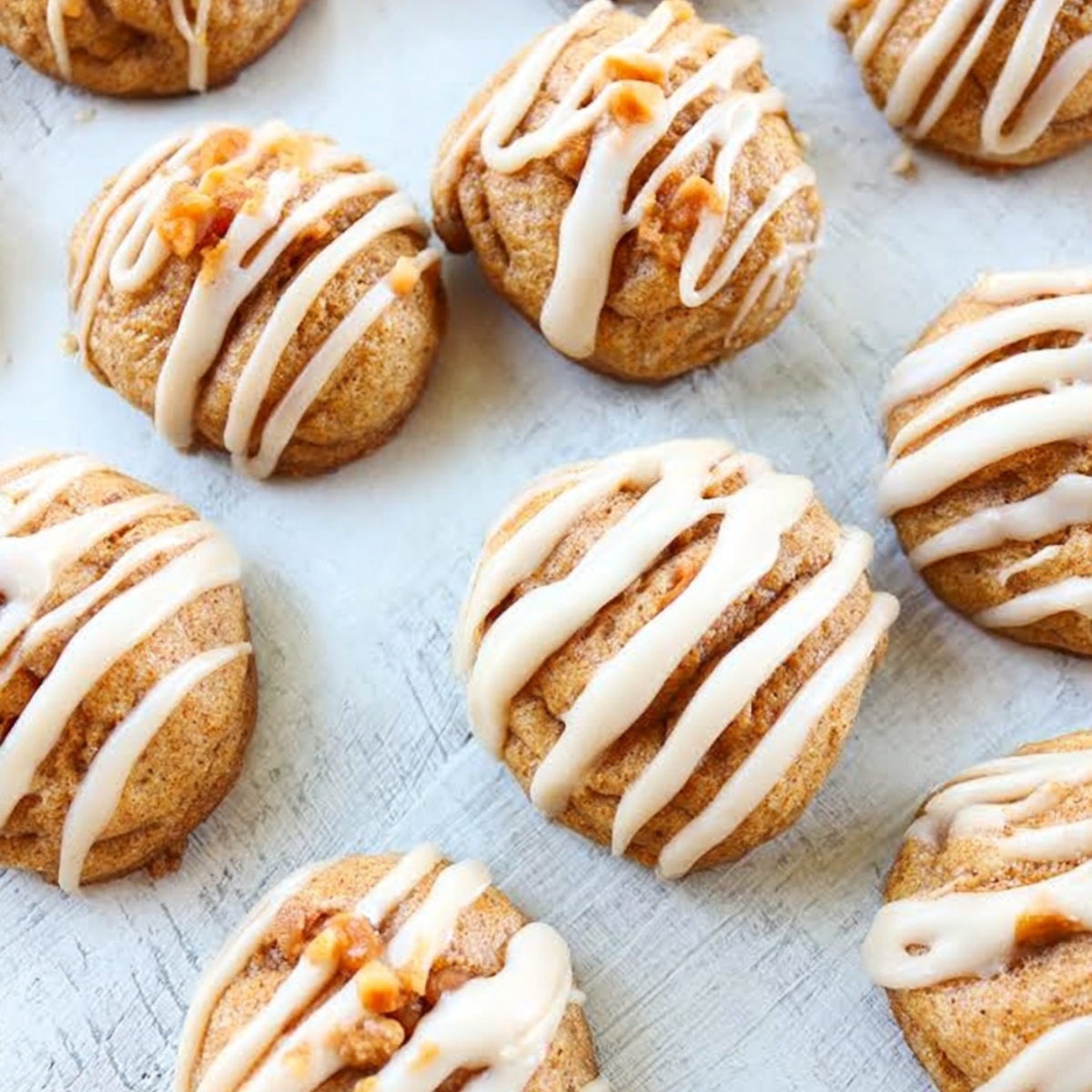 Pumpkin Toffee Cookies with Browned Butter Glaze