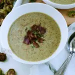 Roasted Brussels Sprout Soup with Bacon