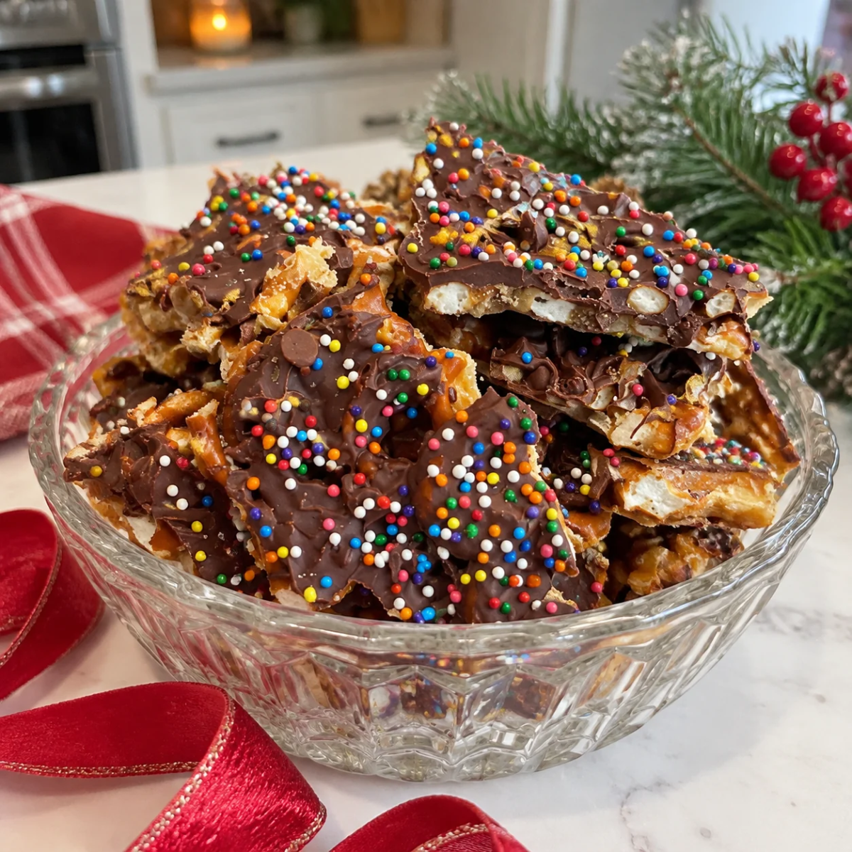 Christmas Crack with Pretzels