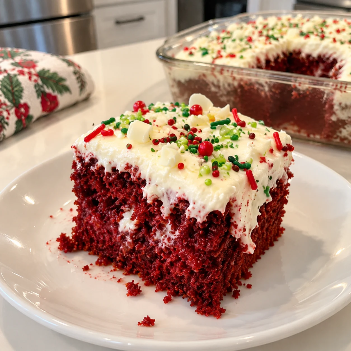Christmas Red Velvet Poke Cake