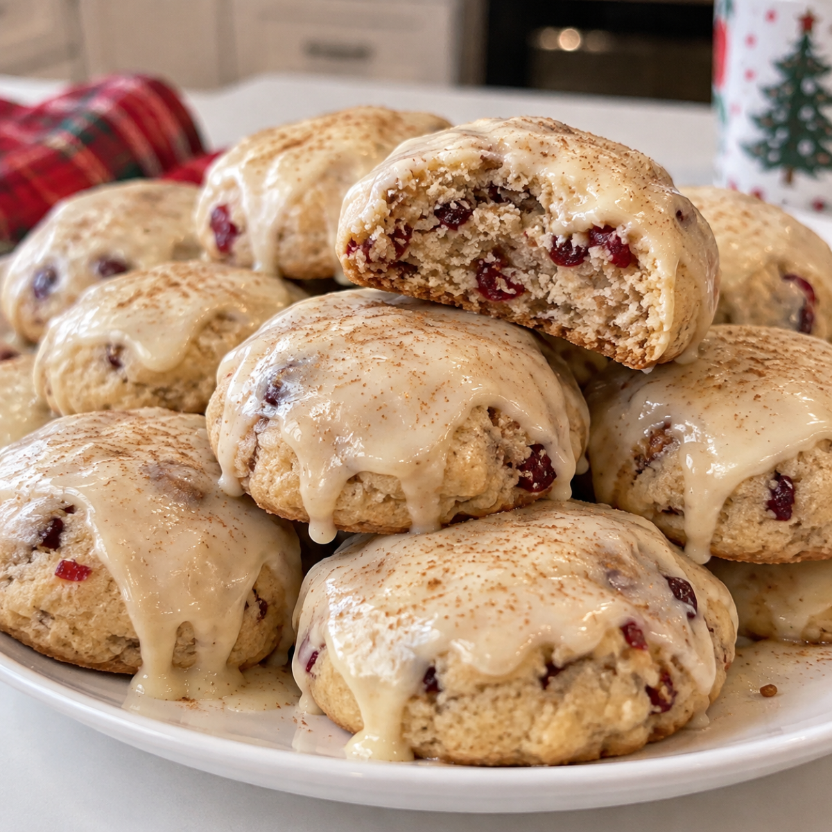 Cranberry Spice Cookies with Eggnog Icing