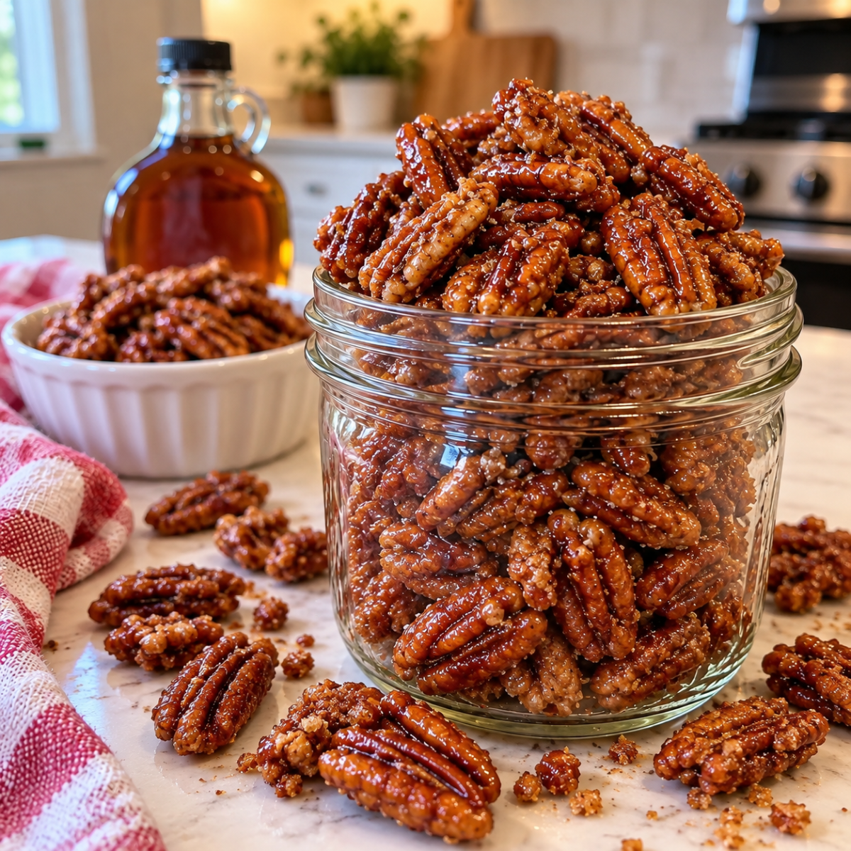 Maple Vanilla Candied Pecans
