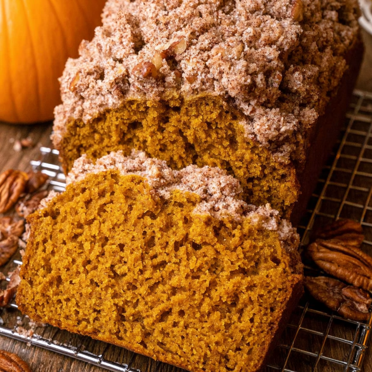 Pecan Streusel Pumpkin Bread