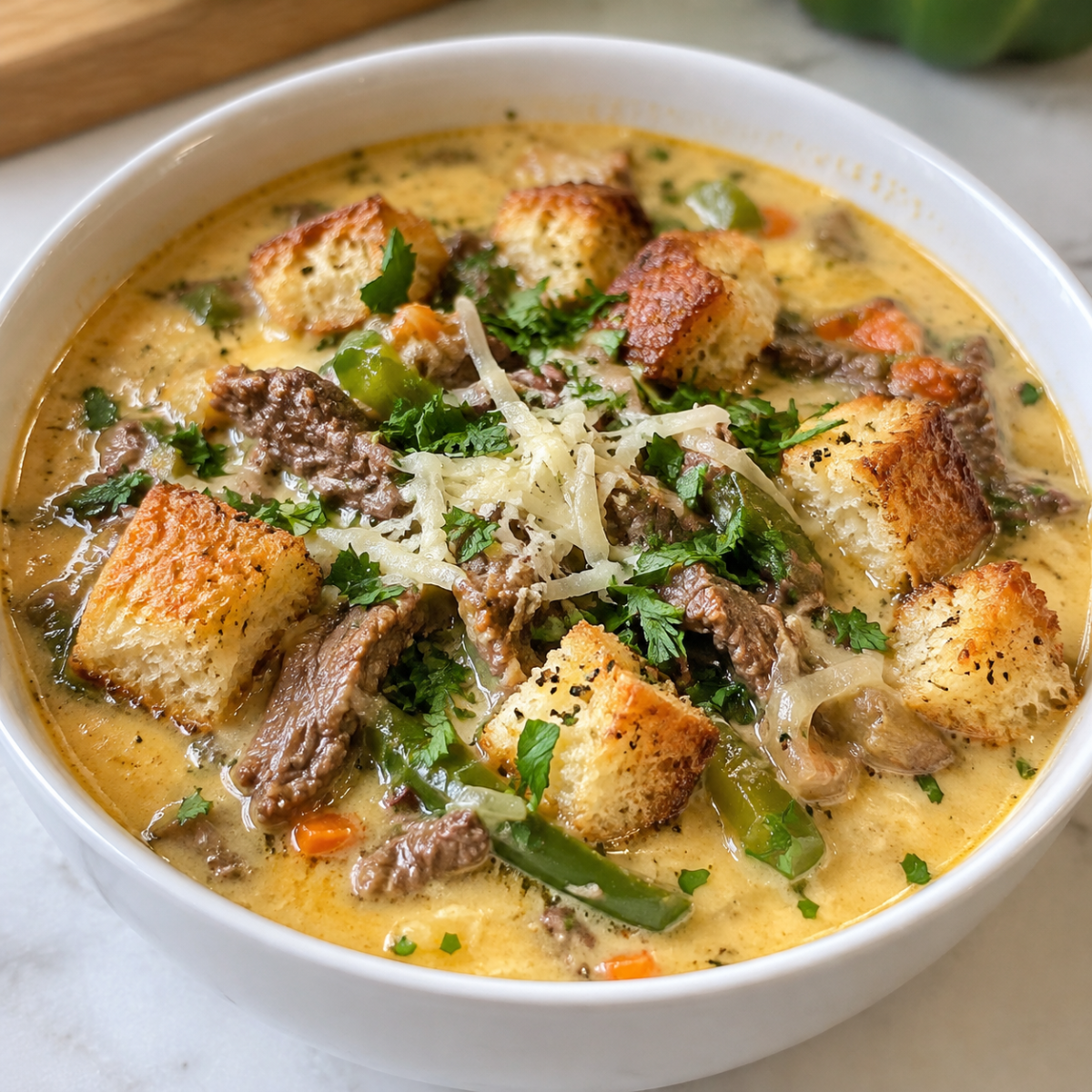 Philly Cheesesteak Soup