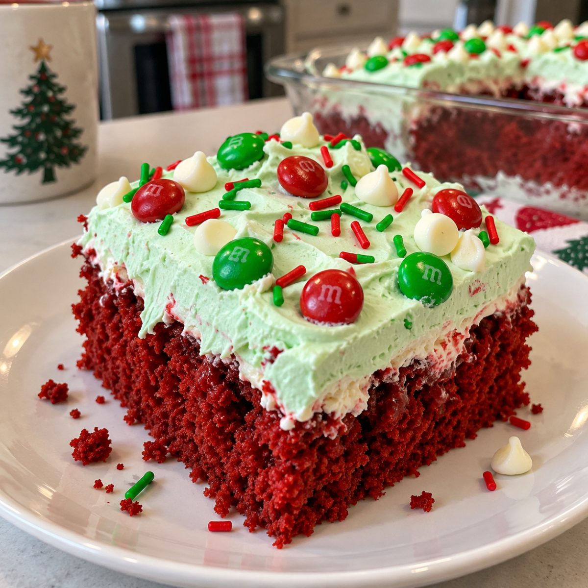 Red Velvet Christmas Poke Cake